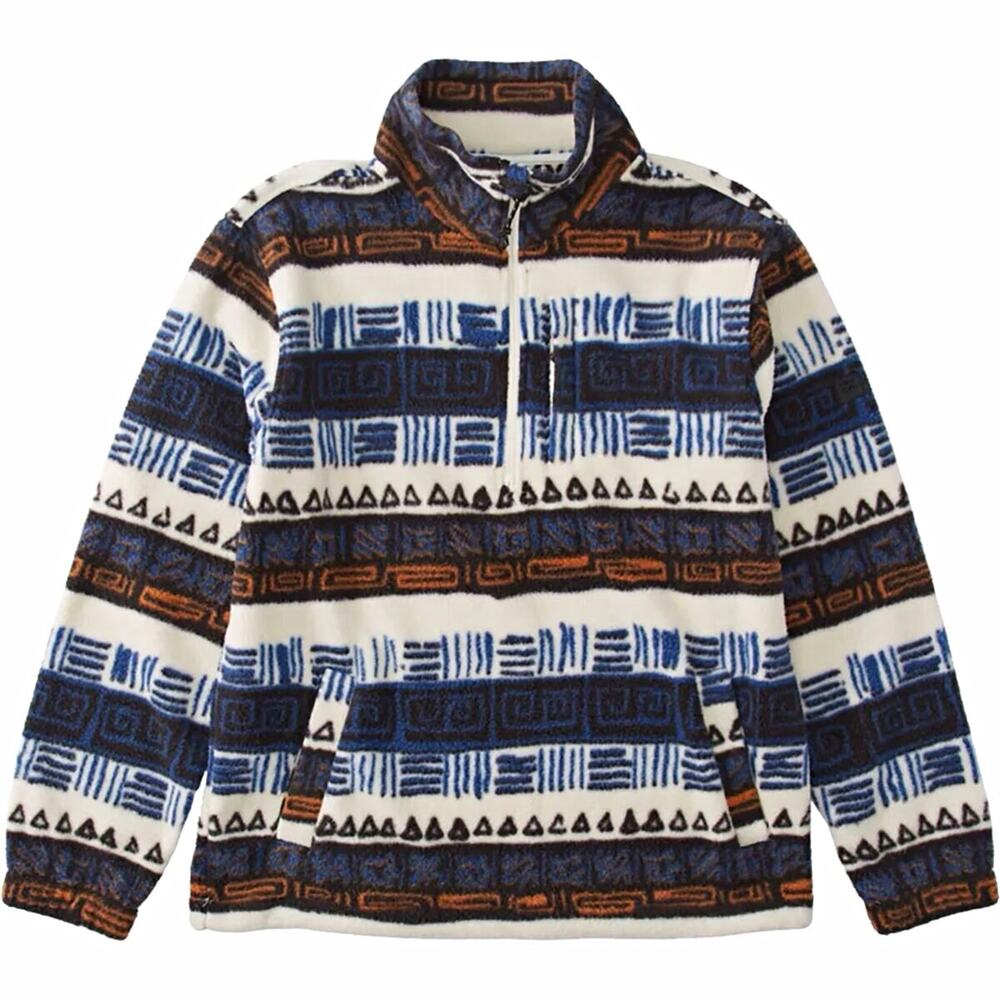 Billabong Recycler Men’s S Geometric Fleece 1/4 Zip Mock Neck Pullover Pockets